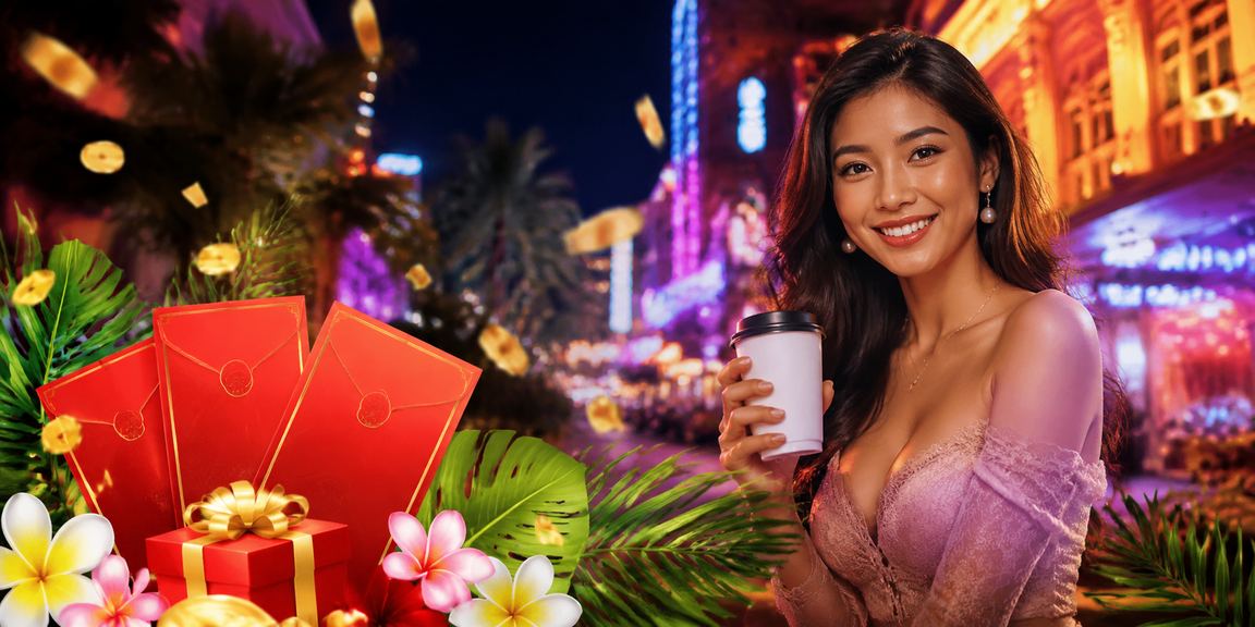 Amplop merah bonus di kafe Vietnam yang menggambarkan reward menarik bagi peserta aktif event